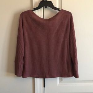 Long sleeve off the shoulder dusty rose top